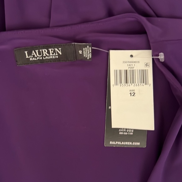 NWT $125 LAUREN RALPH LAUREN SURPLICE NECK SELFTIE A-LINE TARTAN PURPLE 12 Dress - Picture 4 of 6